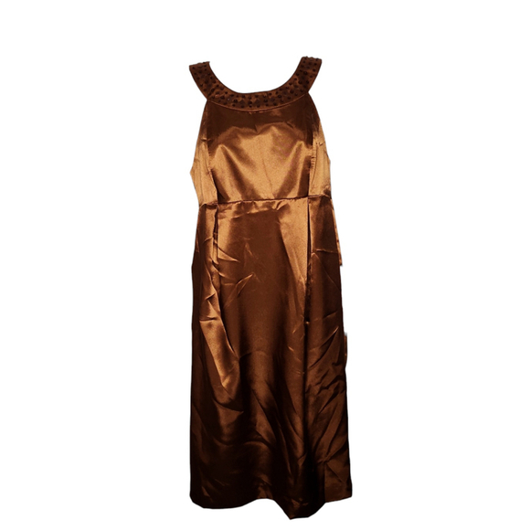 London Times Dresses & Skirts - Women's London Times Dress, Size 4, Coppery Brown Satin